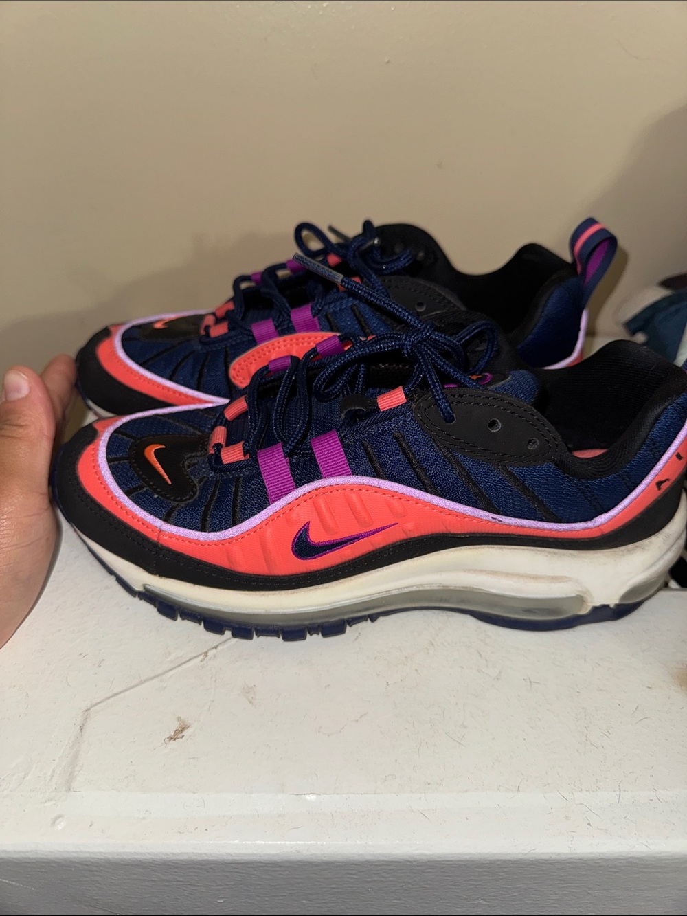 Nike Kids Air Max 98 - Navy, Pink & Purple Accents